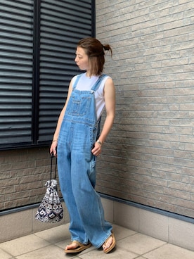 「SLOBE IENA（スローブイエナ）のアイテム（オールインワン・サロペット）」を使った、Rさん（レディース・153cm）の夏コーディネート