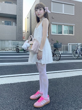 「アイテム（ヘアゴム）」を使った、キノさん（レディース・153cm）の夏コーディネート