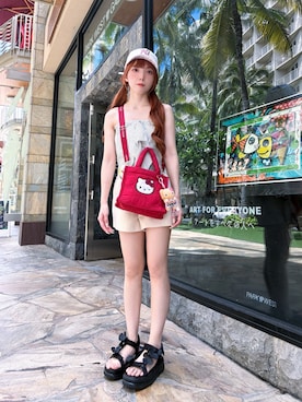 「MLB（メジャーリーグベースボール）のアイテム（帽子）」を使った、キノさん（レディース・153cm）の夏コーディネート