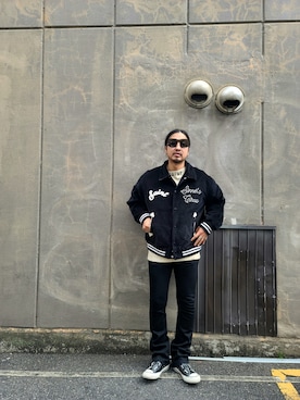 「MINUS（マイナス）のアイテム（パンツ）」を使った、HDKさん（メンズ・172cm）の冬コーディネート