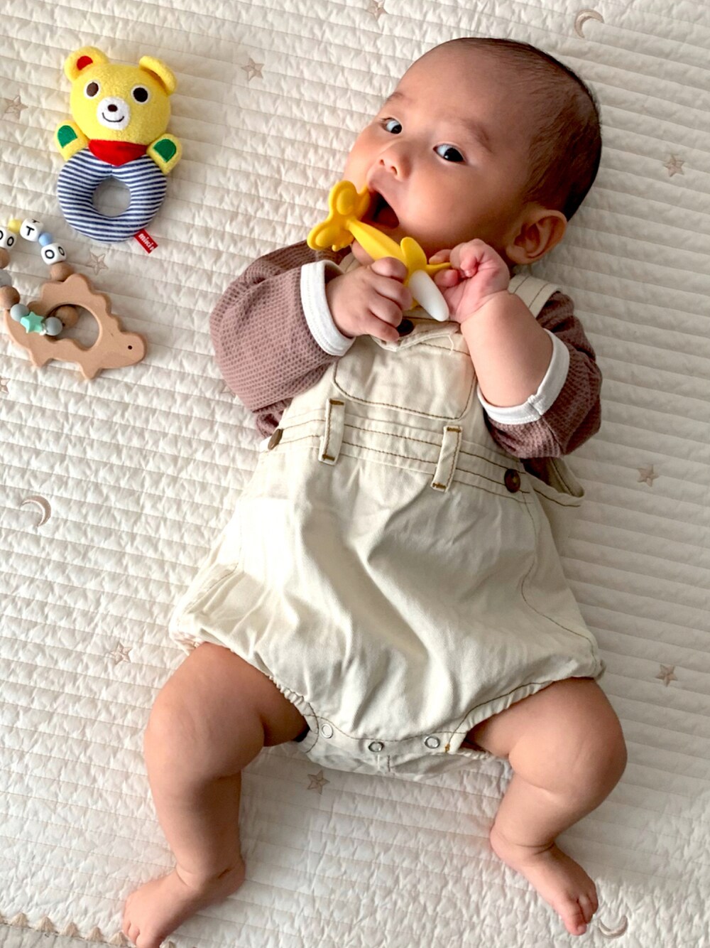 「男の子、男の子コーデ、西松屋、バースデイ、ベビーコーデ、赤ちゃん」｜「韓国ファッション #Kのアイテム（その他ベビーウェア、ベージュ系）」を使った、NAU.Oさん（レディース・153cm）の秋コーディネートの1枚目の写真