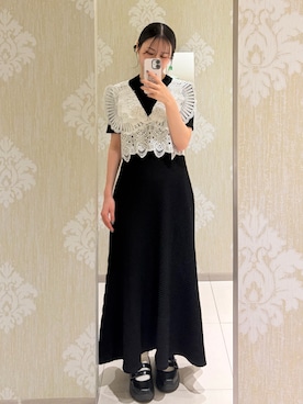 「Mame Krogouchiのアイテム（ワンピース、ブラック系）」を使った、senaさん（レディース・160cm）の秋コーディネート