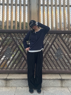 「アイテム（カーゴパンツ）」を使った、senaさん（レディース・160cm）の秋コーディネート