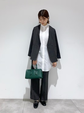 「SENSE OF PLACE by URBAN RESEARCH（センスオブプレイスバイアーバンリサーチ）のアイテム（ノーカラージャケット）」を使った、aさん（レディース・168cm）の秋コーディネート