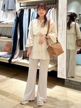 「LEPSIM（レプシィム）のフェイクレザースクエアショルダー　573177（ショルダーバッグ、ブラウン系）」を使った、しおりんさん（レディース・165cm）の春コーディネート