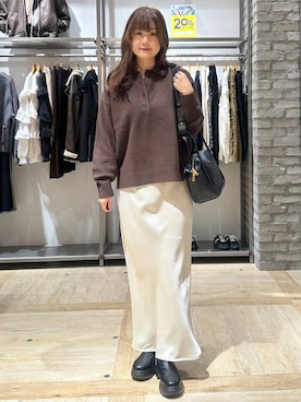 「アイテム（その他アウター、ブラウン系）」を使った、しおりんさん（レディース・165cm）の冬コーディネート