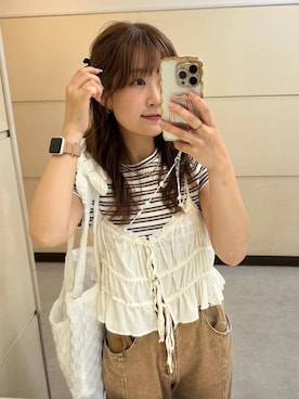 「tiny tiny（ティニーティニー）のアイテム（バッグ）」を使った、★しおりんさん（レディース・165cm）の夏コーディネート