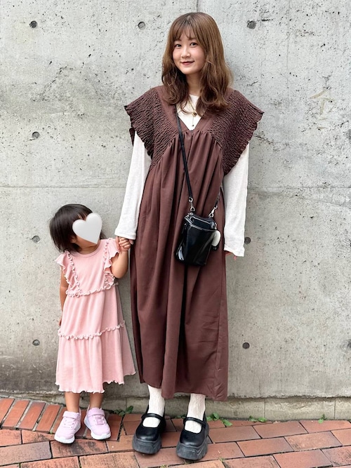 産前・産後対応】マタニティ／シャーリングワンピースAW 595401