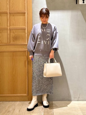 「LEPSIM（レプシィム）のフェイクレザーセンターステッチバッグ　990316（ショルダーバッグ）」を使った、しおりんさん（レディース・165cm）の冬コーディネート