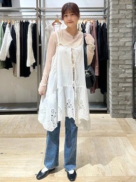 「LEPSIM（レプシィム）のフラップボディバッグ　574895（ショルダーバッグ、ブラック系）」を使った、しおりんさん（レディース・165cm）の春コーディネート