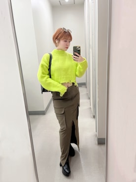 「ZARA（ザラ）のアイテム（ニット/セーター、イエロー系）」を使った、mi桜さん（レディース・153cm）の秋コーディネート