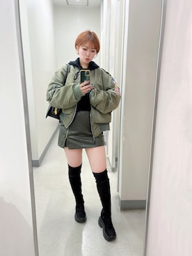「セットアップ風」｜「アイテム（ブルゾン）」を使った、mi桜さん（レディース・153cm）の秋コーディネート