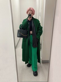 Ameri STAND COLLAR SCARF COAT グリーン S Ameri（アメリ）の「STAND COLLAR SCARF COAT（その他アウター）」 - WEAR