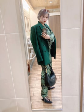 「ZARA（ザラ）のアイテム（ジャケット/アウター、グリーン系）」を使った、mi桜さん（レディース・153cm）の春コーディネート