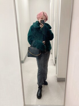 「SHAGGIE（シャギー）のアイテム（ブルゾン）」を使った、mi桜さん（レディース・153cm）の冬コーディネート