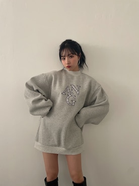 「ANDGEEBEE（アンジービー）のアイテム（スウェット）」を使った、村瀬紗英さん（レディース・159cm）の冬コーディネート