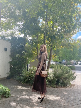 「ANDGEEBEE（アンジービー）のアイテム（その他トップス）」を使った、村瀬紗英さん（レディース・159cm）の秋コーディネート