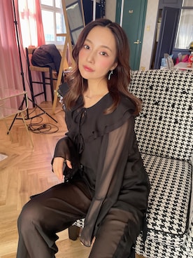 「ANDGEEBEE（アンジービー）のアイテム（パンツ）」を使った、村瀬紗英さん（レディース・159cm）の夏コーディネート