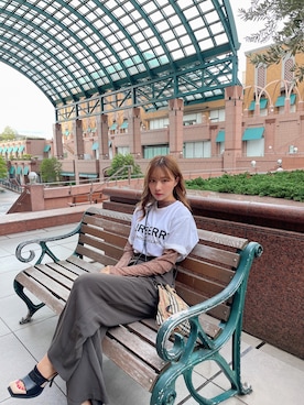「ANDGEEBEE（アンジービー）のアイテム（その他トップス）」を使った、村瀬紗英さん（レディース・159cm）の秋コーディネート