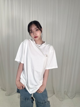 「ANDGEEBEE（アンジービー）のアイテム（Tシャツ/カットソー）」を使った、村瀬紗英さん（レディース・159cm）の夏コーディネート