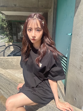 「ANDGEEBEE（アンジービー）のアイテム（Tシャツ/カットソー）」を使った、村瀬紗英さん（レディース・159cm）の夏コーディネート