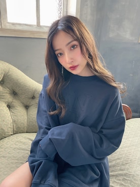 「ANDGEEBEE（アンジービー）のアイテム（スウェット）」を使った、村瀬紗英さん（レディース・159cm）の冬コーディネート