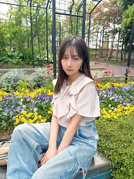 「ANDGEEBEE（アンジービー）のアイテム（シャツ/ブラウス）」を使った、村瀬紗英さん（レディース・159cm）の夏コーディネート