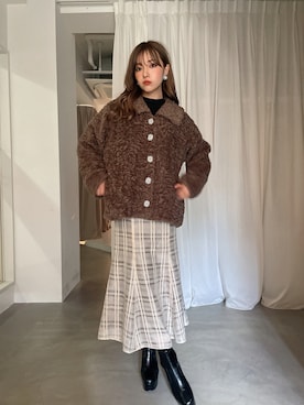 「ANDGEEBEE（アンジービー）のアイテム（ダウンジャケット/コート）」を使った、村瀬紗英さん（レディース・159cm）の春コーディネート