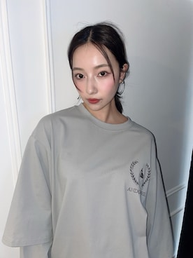 「ANDGEEBEE（アンジービー）のアイテム（Tシャツ/カットソー）」を使った、村瀬紗英さん（レディース・159cm）の夏コーディネート