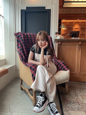 「ANDGEEBEE（アンジービー）のアイテム（その他トップス）」を使った、村瀬紗英さん（レディース・159cm）の夏コーディネート