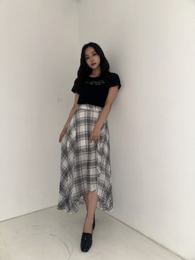 「ANDGEEBEE（アンジービー）のアイテム（Tシャツ/カットソー）」を使った、村瀬紗英さん（レディース・159cm）の秋コーディネート