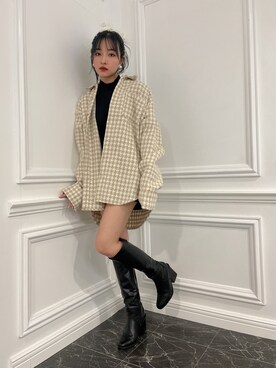 「ANDGEEBEE（アンジービー）のアイテム（シャツ/ブラウス）」を使った、村瀬紗英さん（レディース・159cm）の冬コーディネート