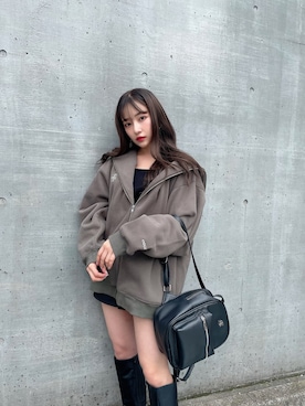 「ANDGEEBEE」｜「アイテム（バックパック/リュック）」を使った、村瀬紗英さん（レディース・159cm）の冬コーディネート