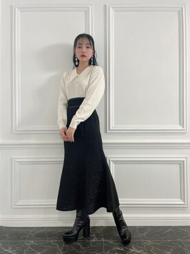 「ANDGEEBEE（アンジービー）のアイテム（シューズ）」を使った、村瀬紗英さん（レディース・159cm）の冬コーディネート