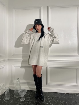 「ANDGEEBEE（アンジービー）のアイテム（帽子）」を使った、村瀬紗英さん（レディース・159cm）の春コーディネート