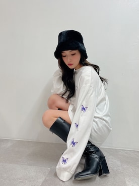 「ANDGEEBEE（アンジービー）のアイテム（帽子）」を使った、村瀬紗英さん（レディース・159cm）の秋コーディネート