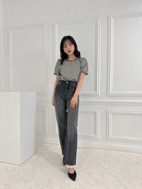 「ANDGEEBEE（アンジービー）のアイテム（その他トップス）」を使った、村瀬紗英さん（レディース・159cm）の夏コーディネート