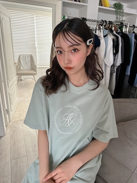 「ANDGEEBEE（アンジービー）のアイテム（Tシャツ/カットソー）」を使った、村瀬紗英さん（レディース・159cm）の夏コーディネート