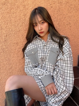 「ANDGEEBEE（アンジービー）のアイテム（シャツ/ブラウス）」を使った、村瀬紗英さん（レディース・159cm）の冬コーディネート