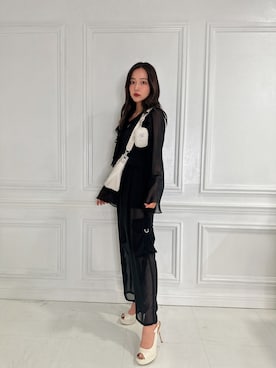 「ANDGEEBEE（アンジービー）のアイテム（パンツ）」を使った、村瀬紗英さん（レディース・159cm）の夏コーディネート