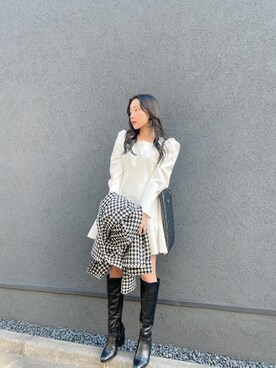 「ANDGEEBEE（アンジービー）のアイテム（シャツ/ブラウス）」を使った、村瀬紗英さん（レディース・159cm）の冬コーディネート