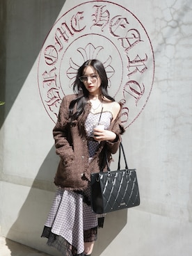 「ANDGEEBEE（アンジービー）のイレヘムレースキャミワンピ（ワンピース）」を使った、村瀬紗英さん（レディース・159cm）の夏コーディネート