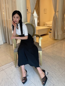 「ANDGEEBEE（アンジービー）のアイテム（その他トップス）」を使った、村瀬紗英さん（レディース・159cm）の夏コーディネート