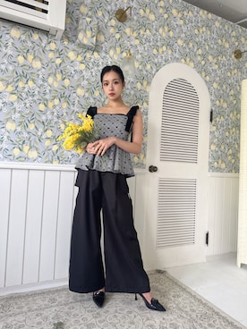 「ANDGEEBEE（アンジービー）のアイテム（その他トップス）」を使った、村瀬紗英さん（レディース・159cm）の夏コーディネート