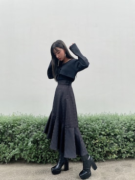 「ANDGEEBEE（アンジービー）のアイテム（シューズ）」を使った、村瀬紗英さん（レディース・159cm）の秋コーディネート