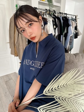 「ANDGEEBEE（アンジービー）のアイテム（Tシャツ/カットソー）」を使った、村瀬紗英さん（レディース・159cm）の夏コーディネート