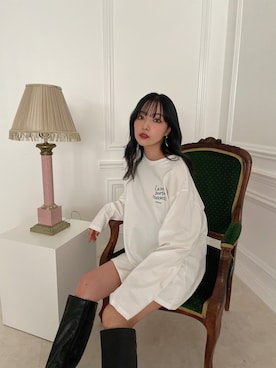 「ANDGEEBEE（アンジービー）のアイテム（Tシャツ/カットソー）」を使った、村瀬紗英さん（レディース・159cm）の冬コーディネート