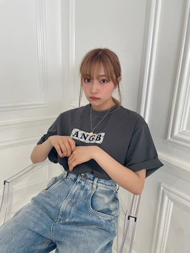 「ANDGEEBEE（アンジービー）のアイテム（Tシャツ/カットソー）」を使った、村瀬紗英さん（レディース・159cm）の秋コーディネート