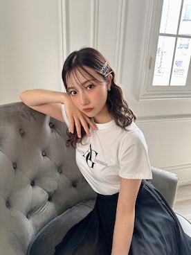 「ANDGEEBEE（アンジービー）のアイテム（Tシャツ/カットソー）」を使った、村瀬紗英さん（レディース・159cm）の夏コーディネート