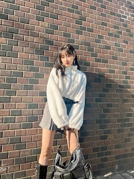 「ANDGEEBEE（アンジービー）のアイテム（その他トップス）」を使った、村瀬紗英さん（レディース・159cm）の春コーディネート